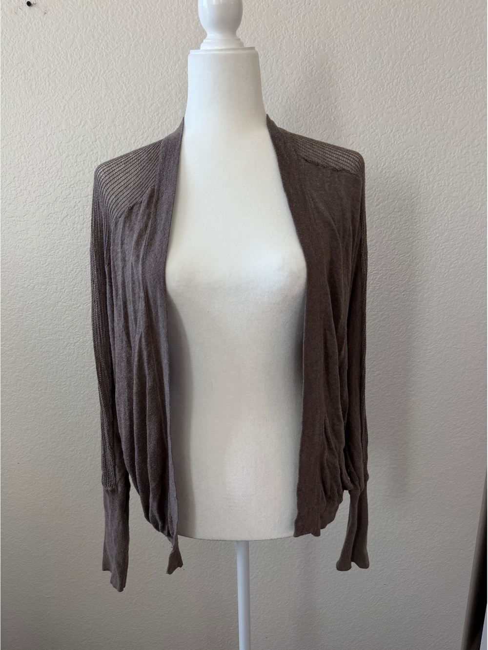 Express Women's Brown Open Front Lightweight Cardigan Sweater, Size Small duster